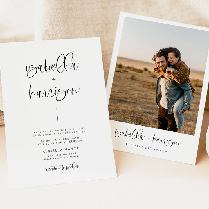 JOLIE Romantic Boho Wedding Invitation Suite with Photo