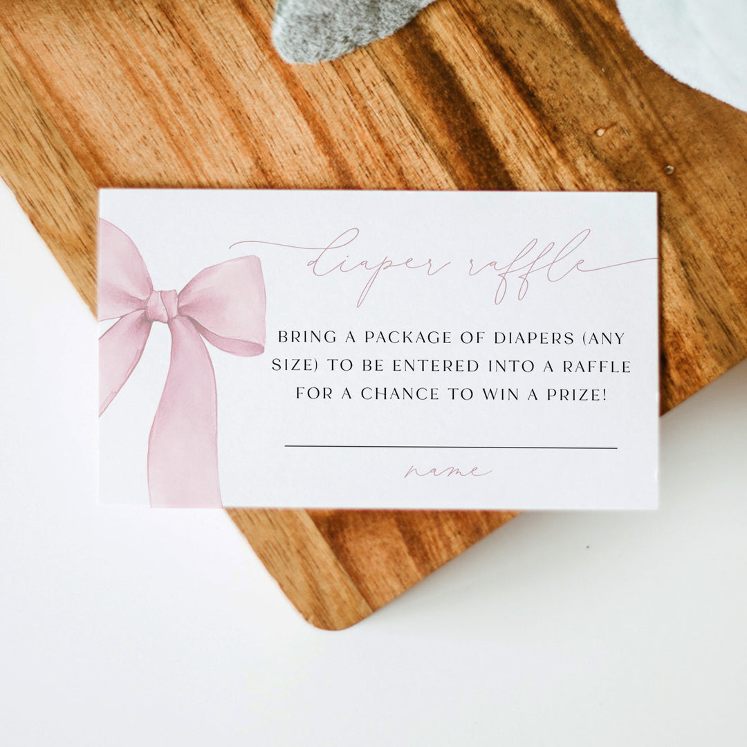 ANGELINA It's a Girl Baby Shower Diaper Raffle Cards