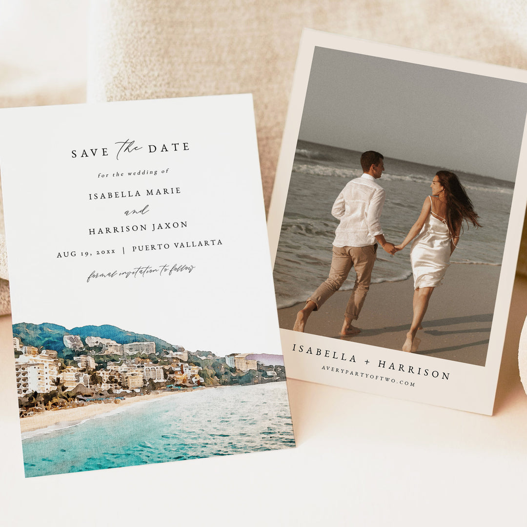 PUERTO VALLARTA Mexico Beach Wedding Save the Date Cards with Photo