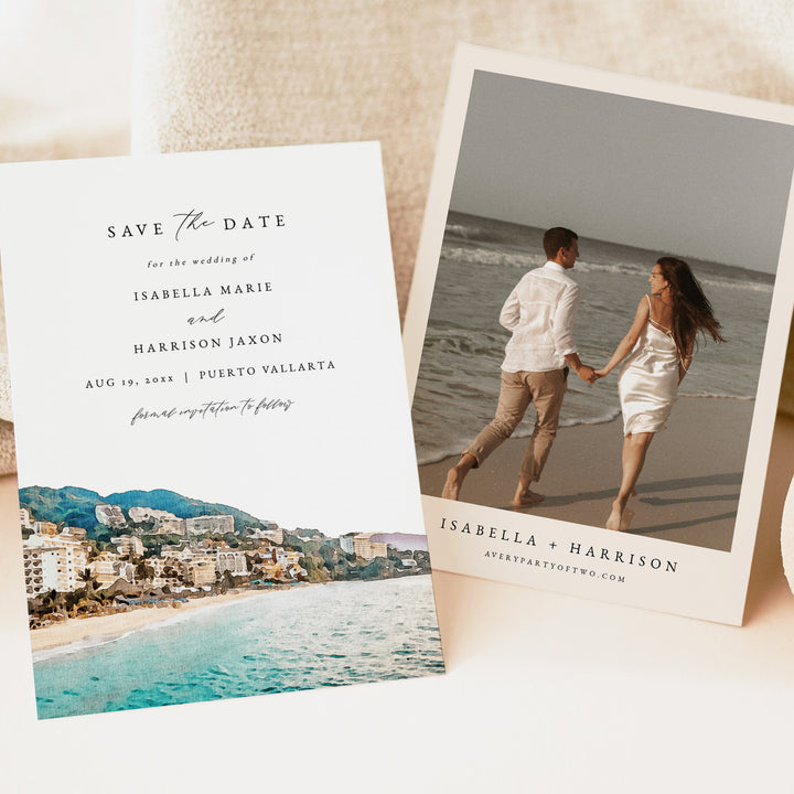 PUERTO VALLARTA Mexico Beach Wedding Save the Date Cards with Photo