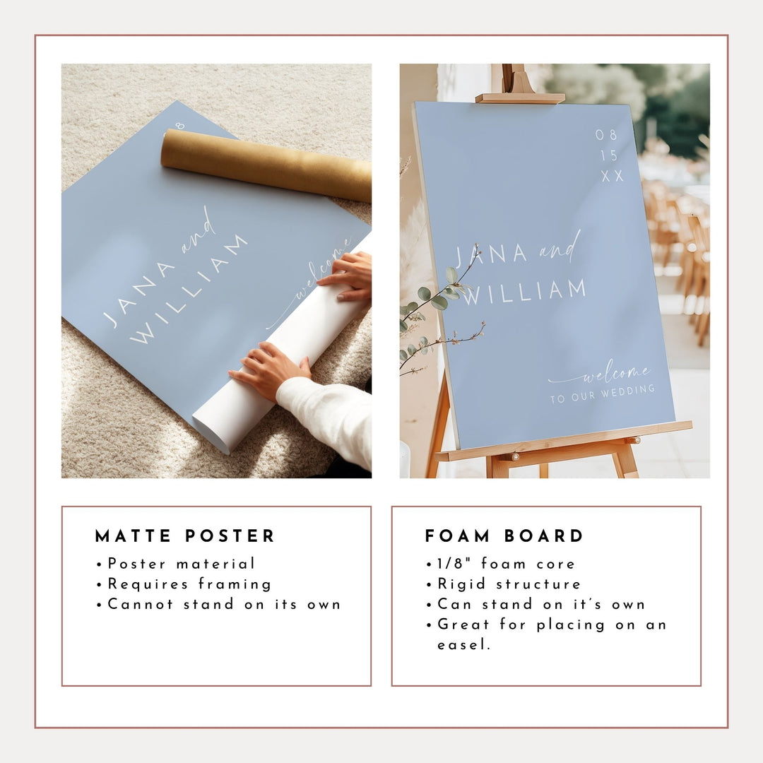 KENNEDY Dusty Blue Modern Minimalist Wedding Sign