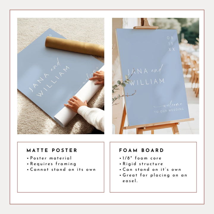 KENNEDY Dusty Blue Modern Minimalist Wedding Sign