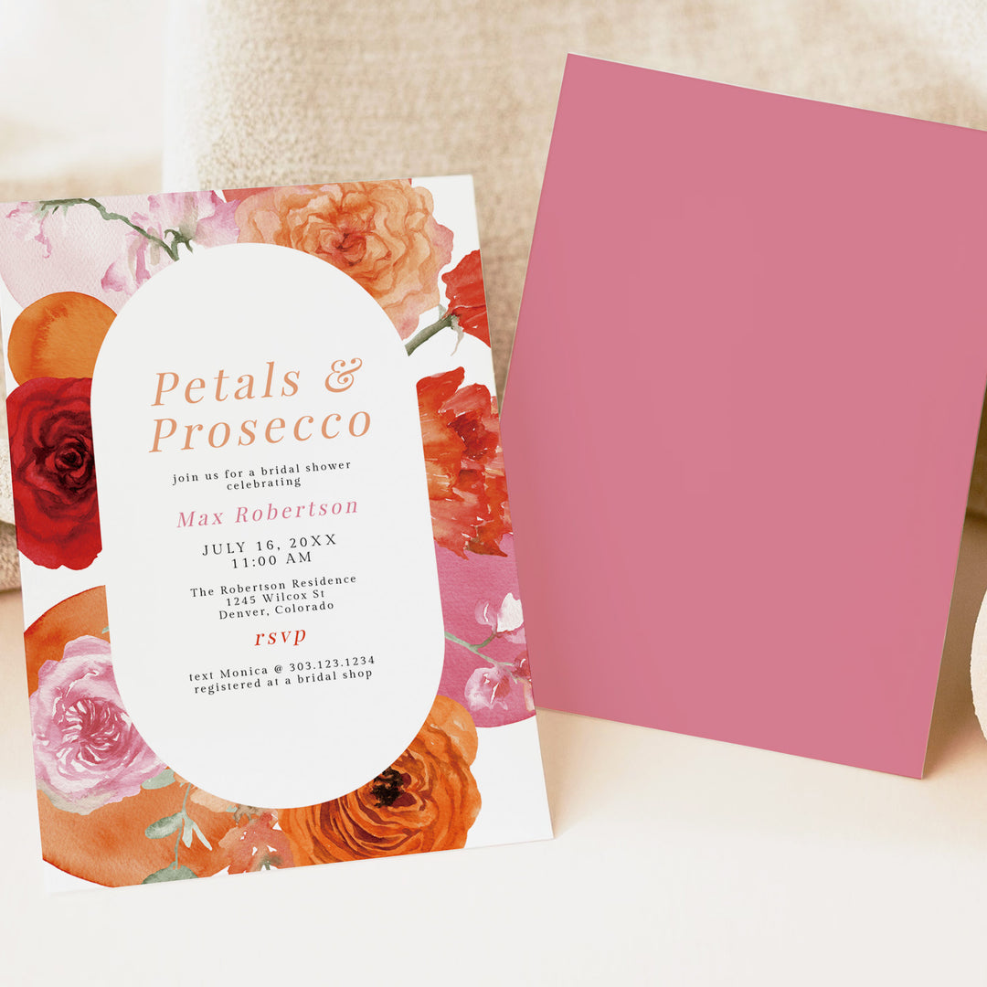 MAX Petals and Prosecco Bright Floral Garden Bridal Shower Invitations