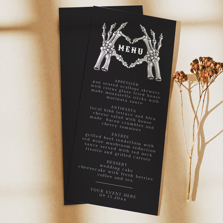 NOVA Til Death Do Us Part Black Wedding Menu Cards