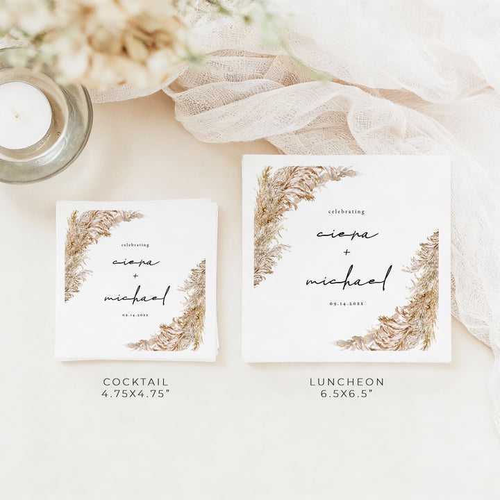 CIERA Personalized Boho Desert Wedding Napkins