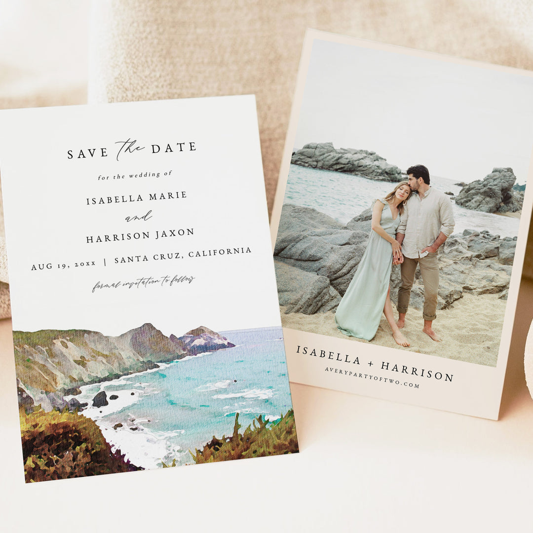 BIG SUR California Beach Wedding Save the Date Cards with Photo