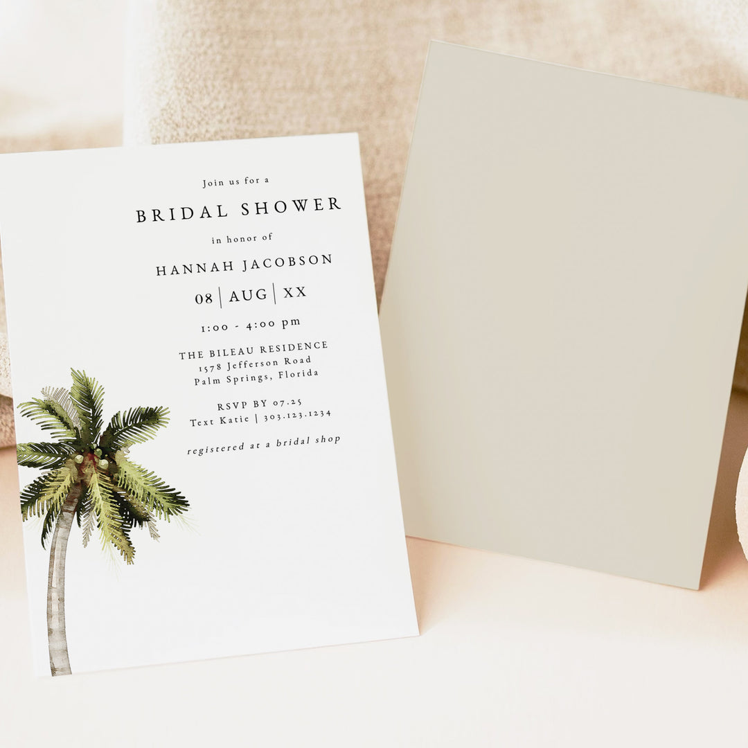 MONA Tropical Palm Tree Bridal Shower Invitations