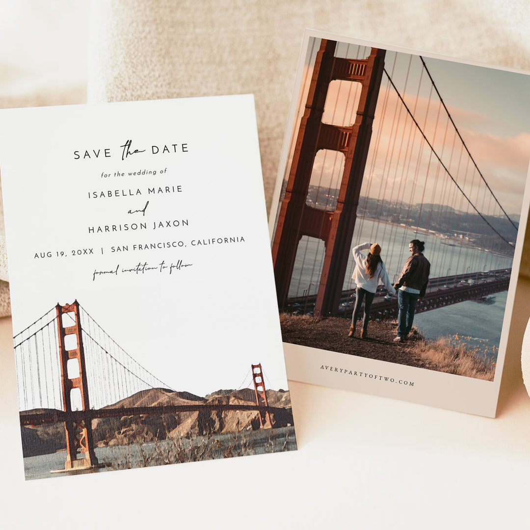SAN FRANCISCO California Watercolor Wedding Save the Date Cards