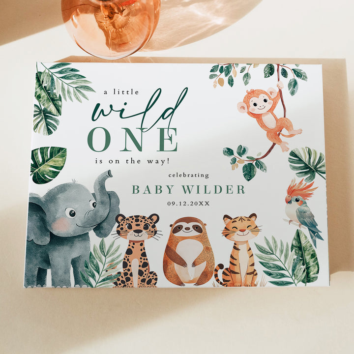 WILDER Safari Wild One Baby Boy Shower Sign In Guest Book