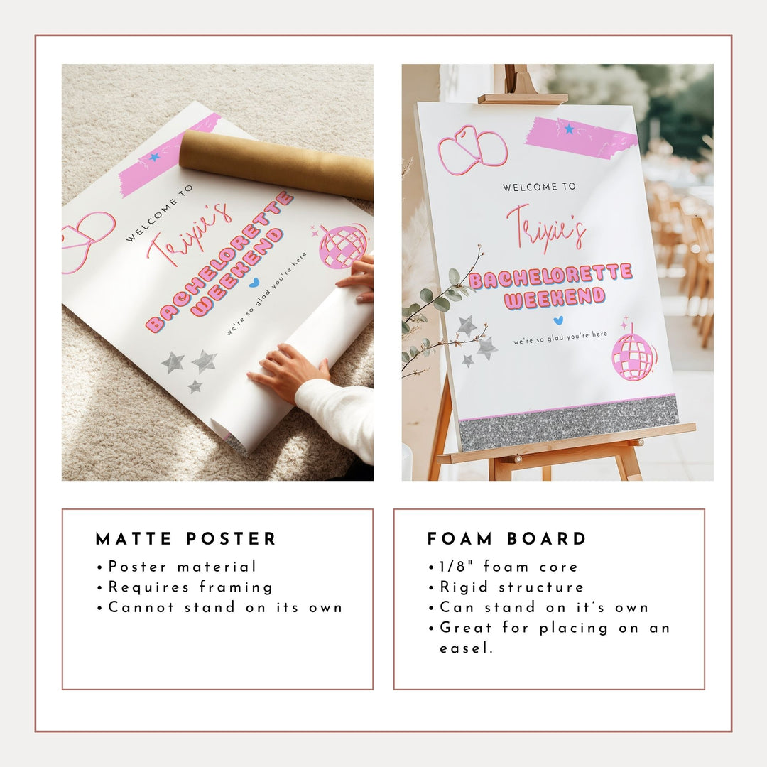 DINA Disco Cowgirl Nashville Bachelorette Welcome Sign