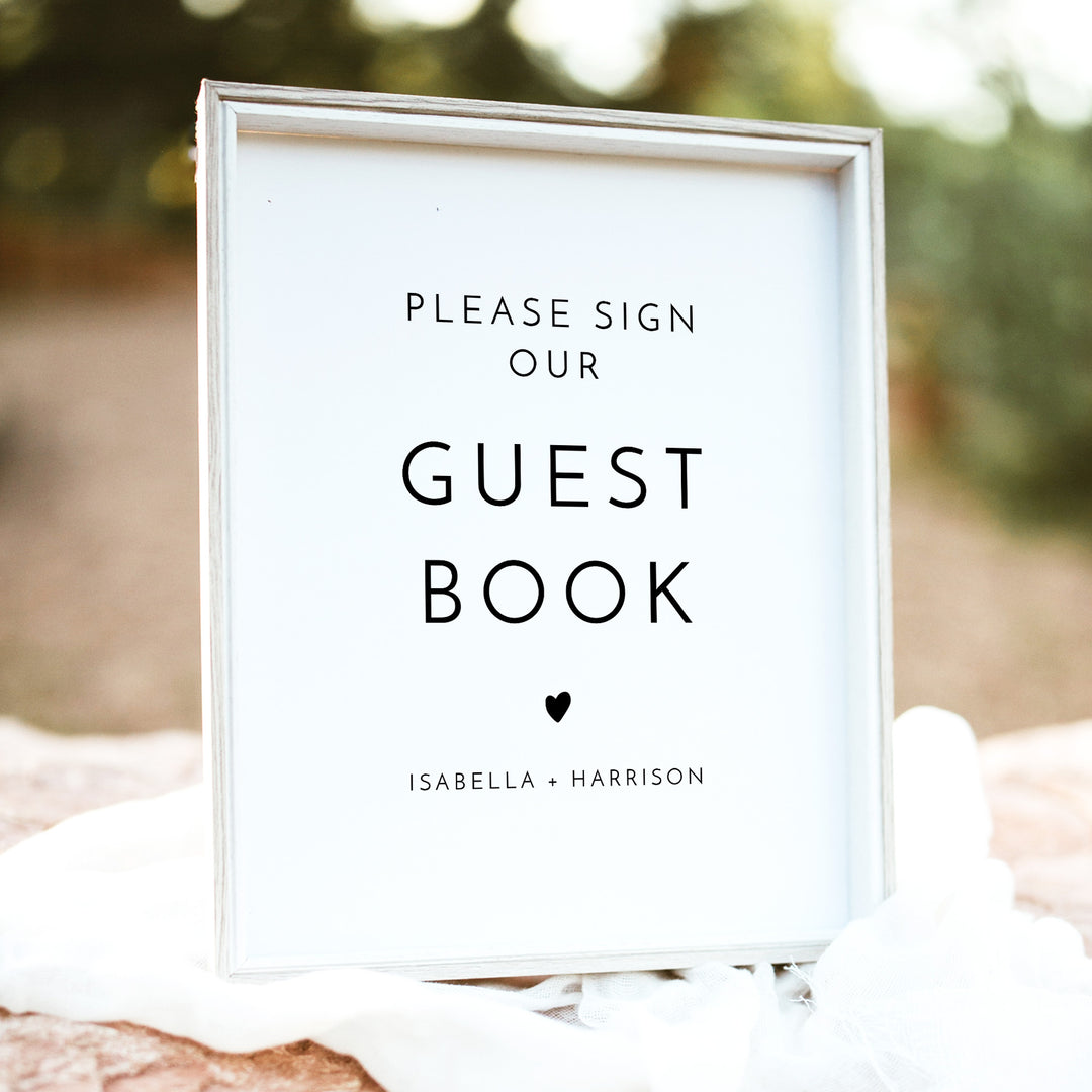 KENNEDY Modern Minimalist Wedding Guest Book Table Sign