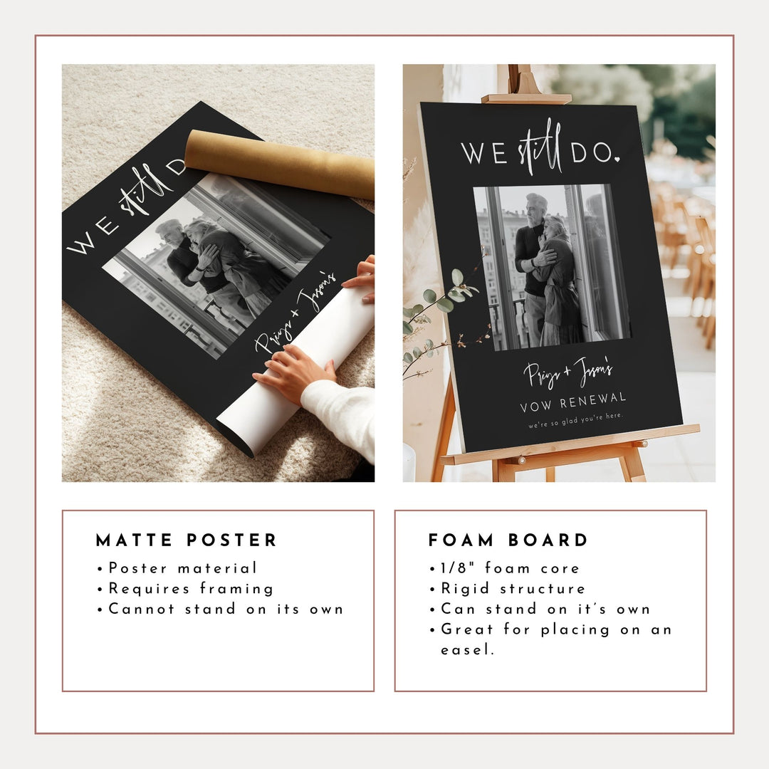 PRIYA We Still Do Black and White Photo Vow Renewal Welcome Sign