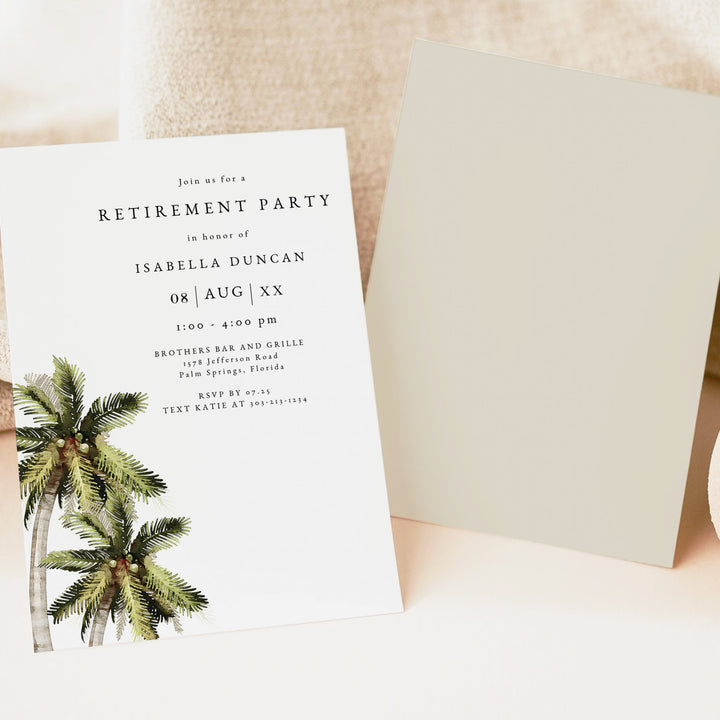 MONA Tropical Palm Tree Retirement Party Invitation