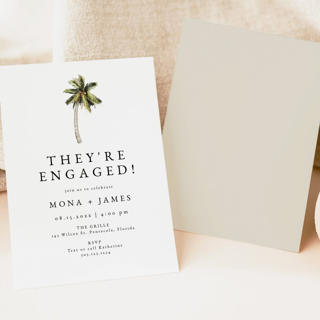 MONA They're Engaged Tropical Beach Engagement Party Invitations