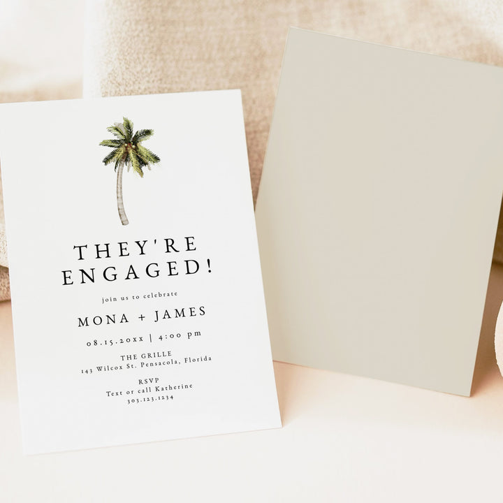 MONA They're Engaged Tropical Beach Engagement Party Invitations