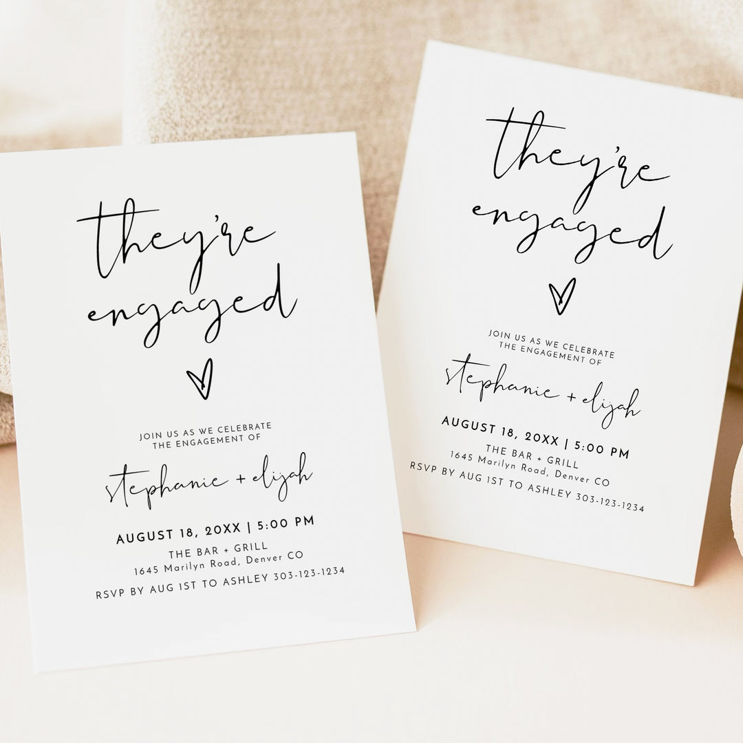 ADELLA They're Engaged Simple Boho Engagement Party Invitations