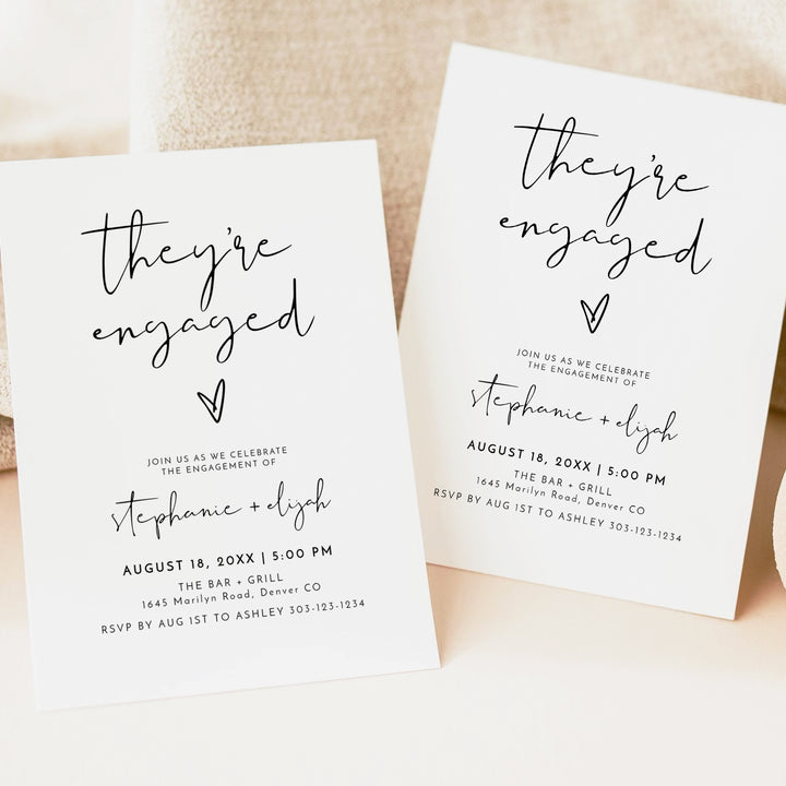 ADELLA They're Engaged Simple Boho Engagement Party Invitations