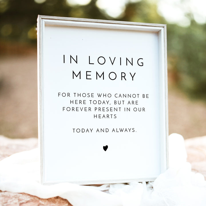 KENNEDY In Loving Memory Table Sign for Minimalist Wedding