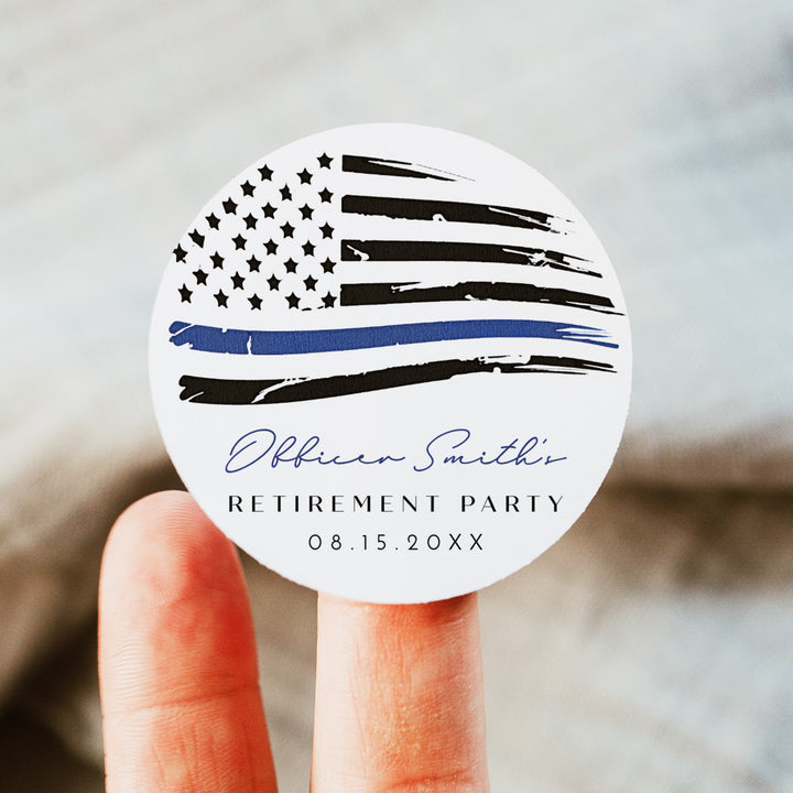 POLICE Retirement Party Round Favor Stickers
