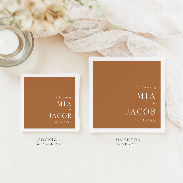 MIA Personalized Rustic Terracotta Wedding Napkins