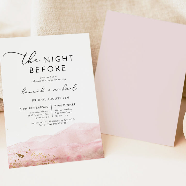 JULIEN The Night Before Modern Boho Rehearsal Dinner Invitation