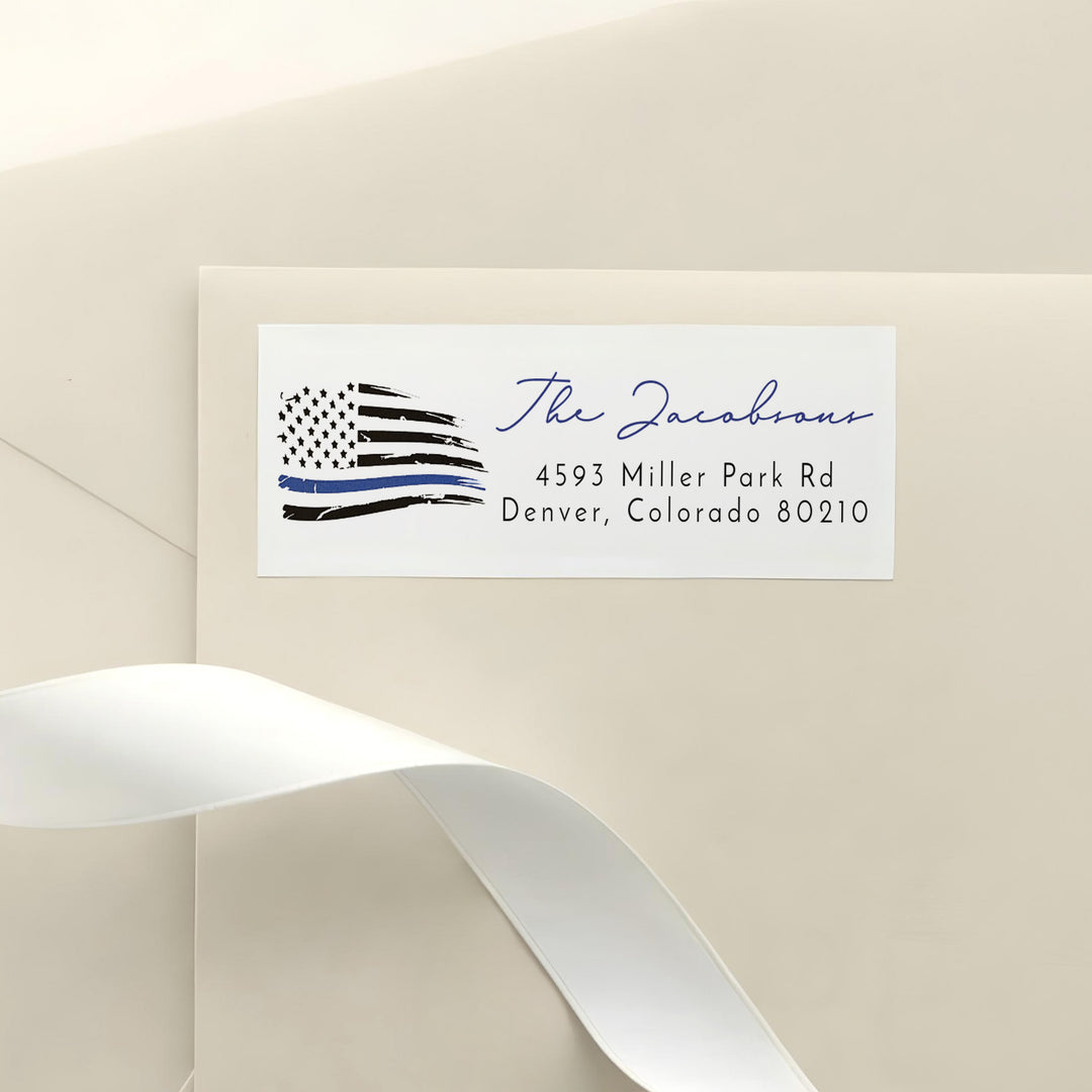 POLICE Thin Blue Line Police Flag Return Address Labels