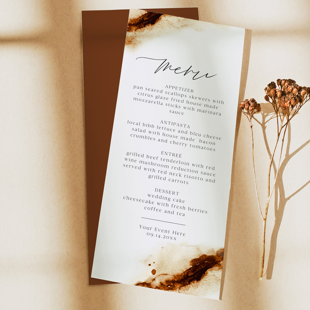 JAYLA Bohemian Burnt Orange Terracotta Menu Cards