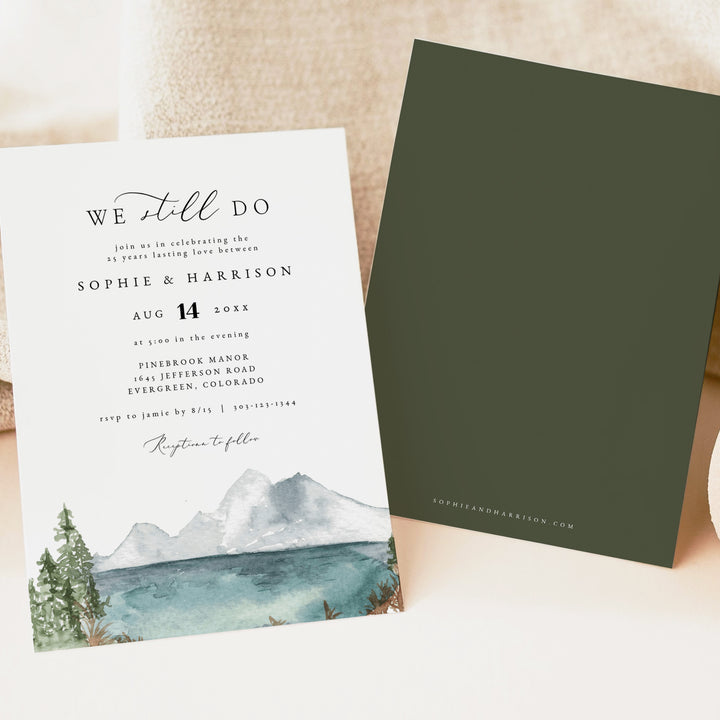 CLOVER Watercolor Mountain We Still Do Vow Renewal Invitation
