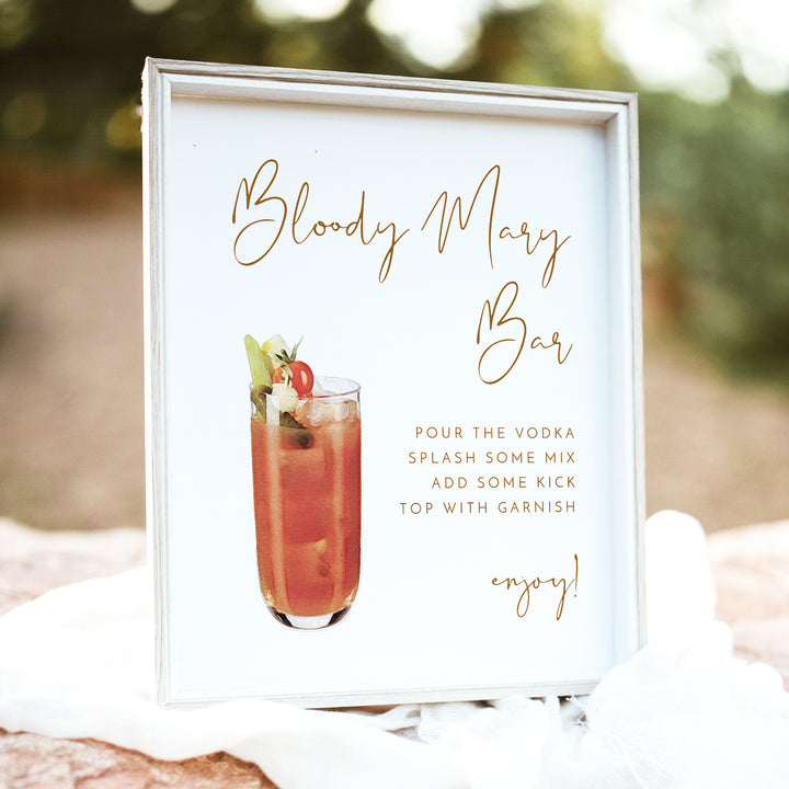 INDIE Rustic Terracotta Bridal Shower Bloody Mary Bar Sign - Unframed