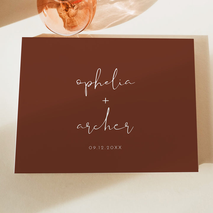 CORIANDER Personalized Burnt Orange Rustic Wedding Guest Sign In Book