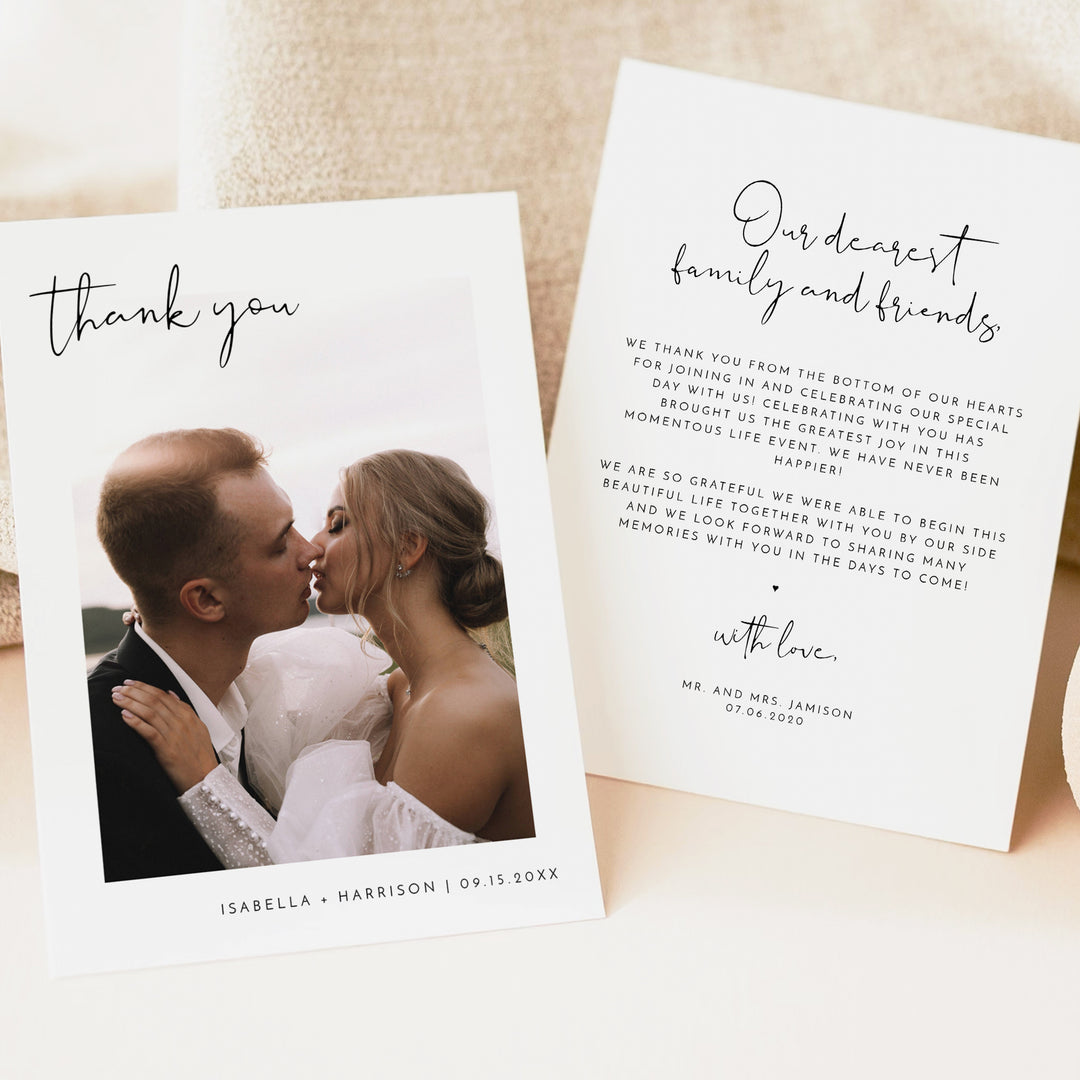 ADELLA Custom Boho Wedding Thank You Cards with Photo