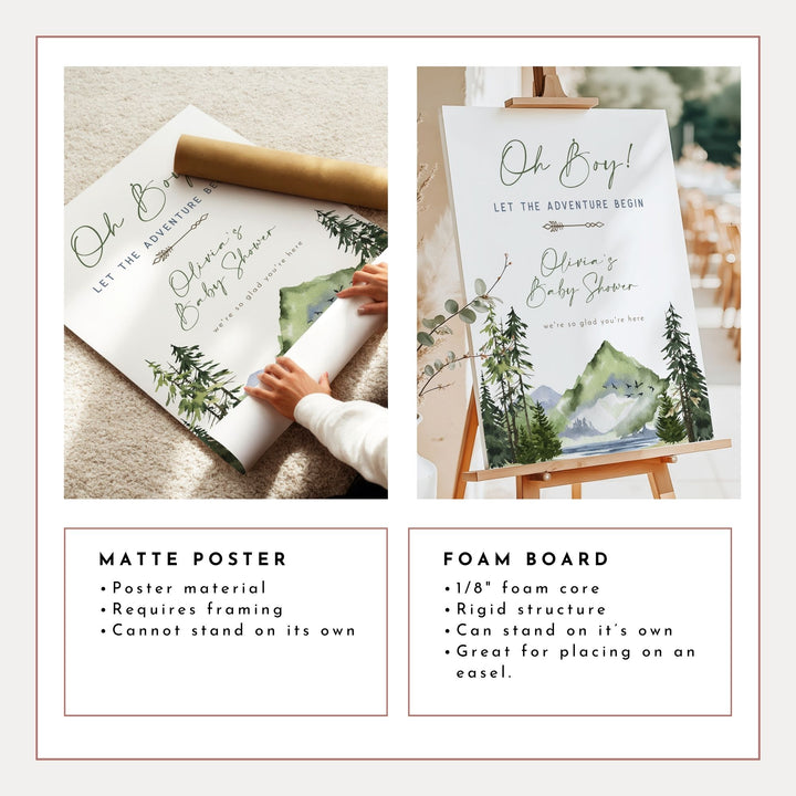 FINN Mountain Let the Adventure Begin Baby Shower Welcome Sign