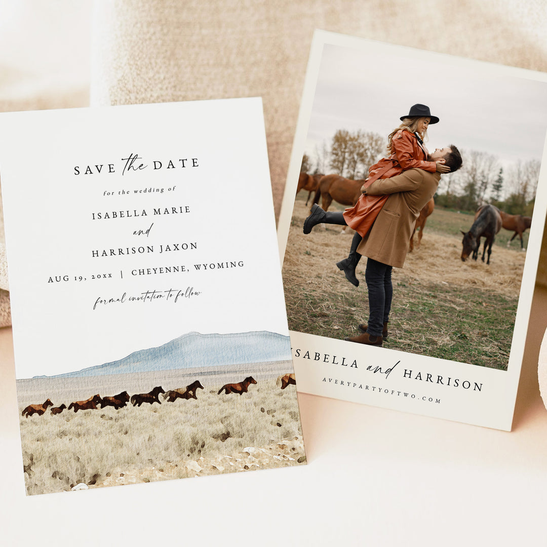CHEYENNE Wyoming Rustic Wedding Save the Date Cards