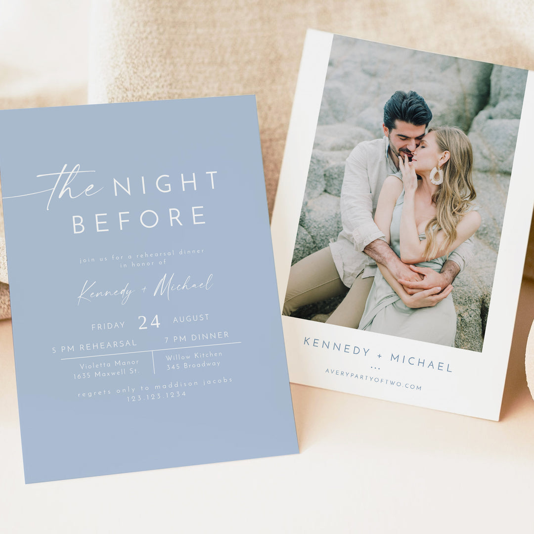 KENNEDY The Night Before Sky Blue Wedding Rehearsal Dinner Invitation