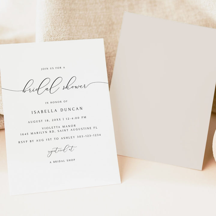 ASHER Elegant Black and White Bridal Shower Invitation