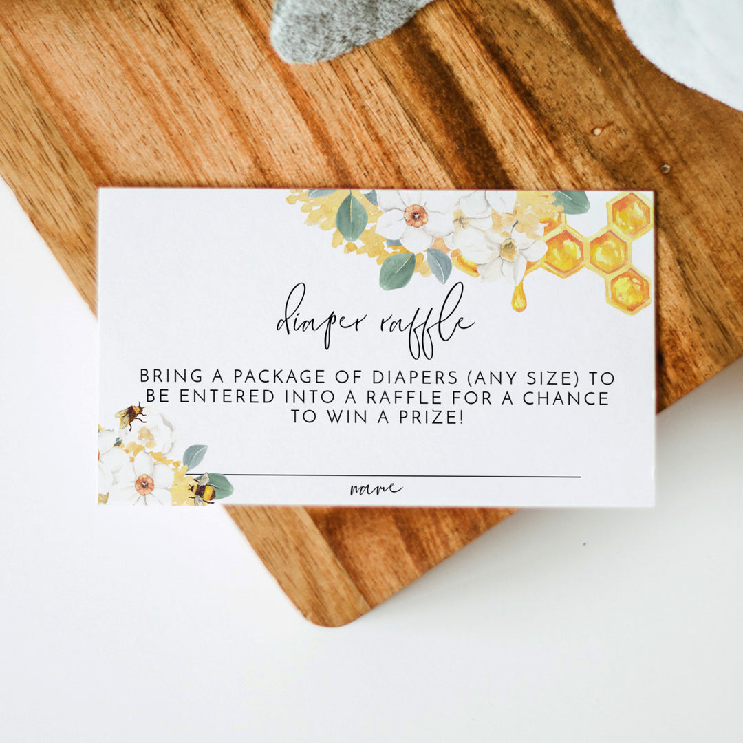 ROMY Yellow Bumble Bee Baby Shower Diaper Raffle Tickets