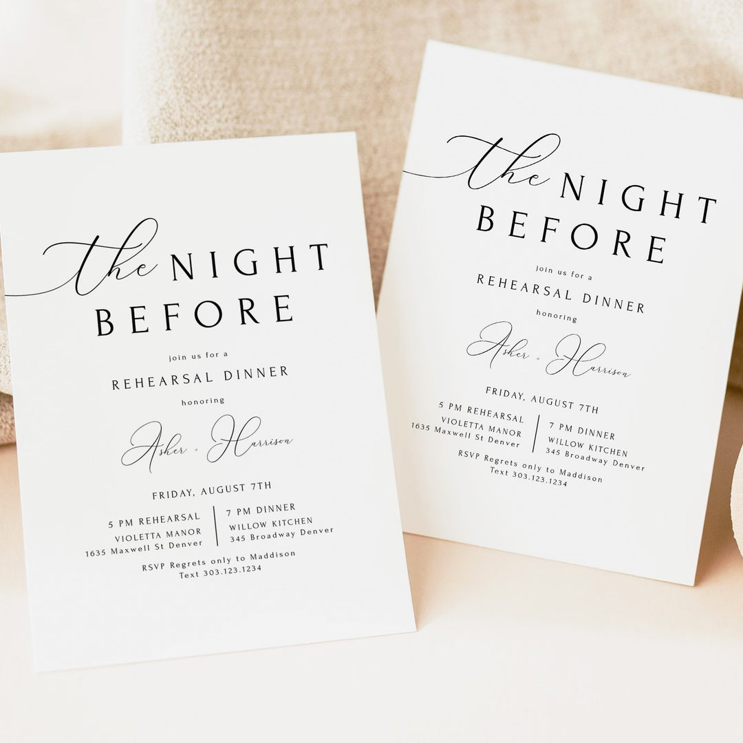 ASHER The Night Before Classic Wedding Rehearsal Dinner Invitation
