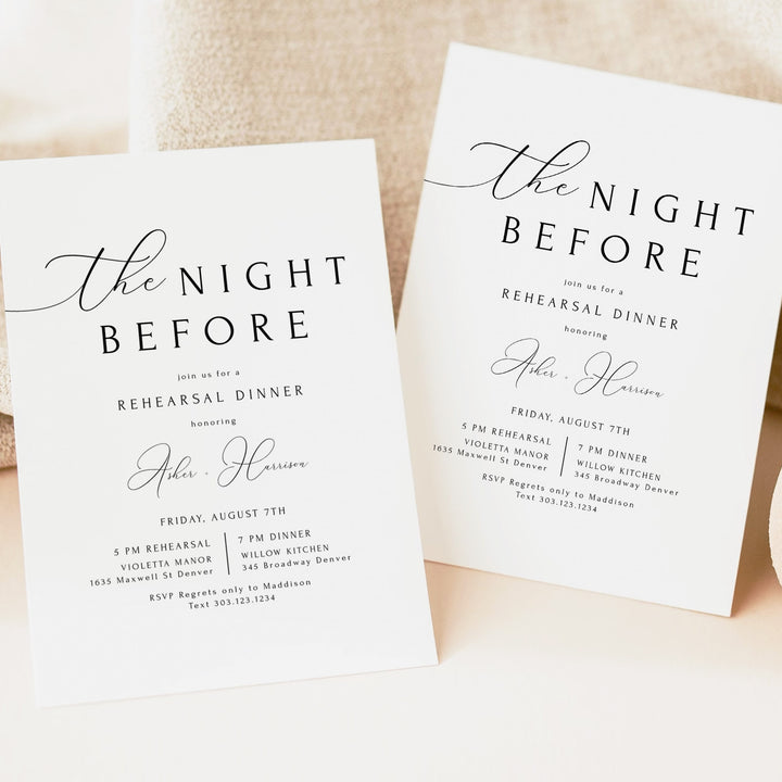ASHER The Night Before Classic Wedding Rehearsal Dinner Invitation