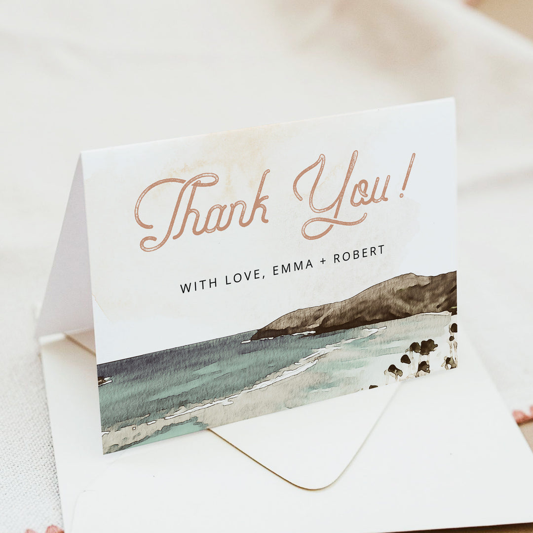NANI Vintage Coastal Beach Thank You Cards with Envelope