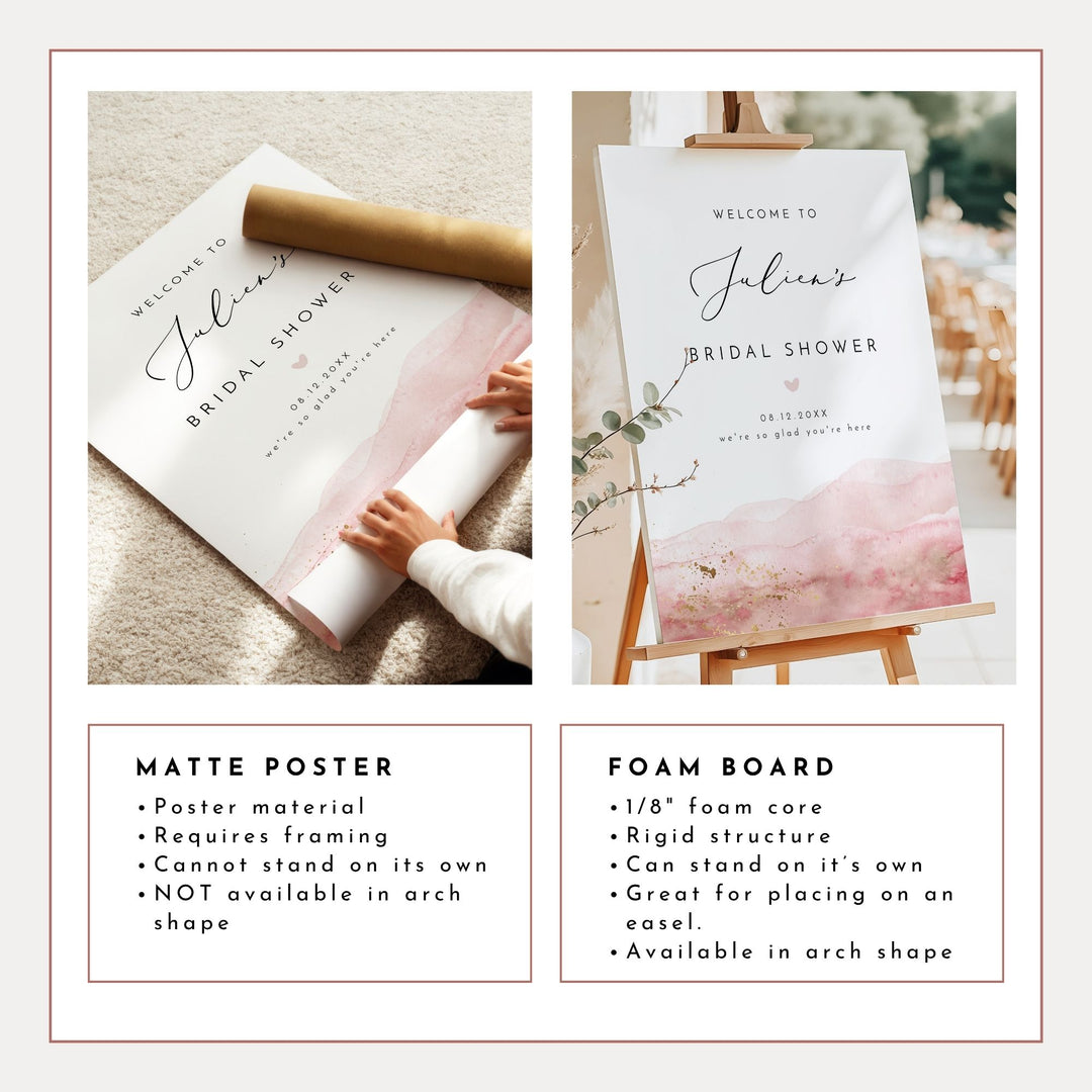 JULIEN Romantic Watercolor Bridal Shower Welcome Sign