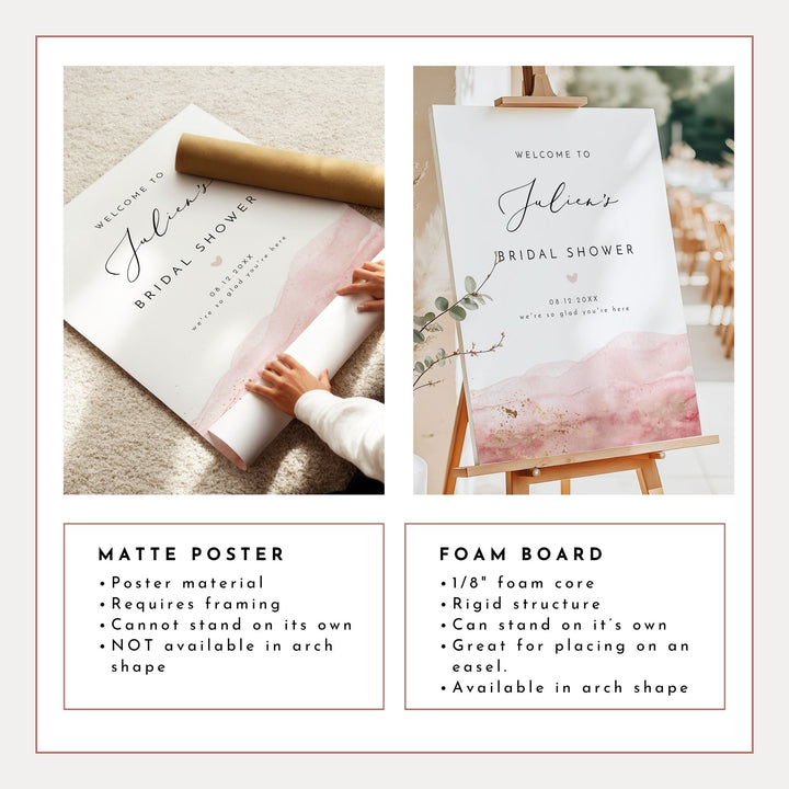 JULIEN Romantic Watercolor Bridal Shower Welcome Sign