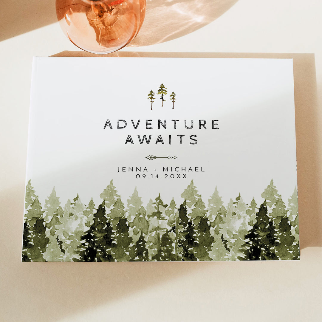 JENNA Personalized Adventure Awaits Wedding Guest Book Keepsake