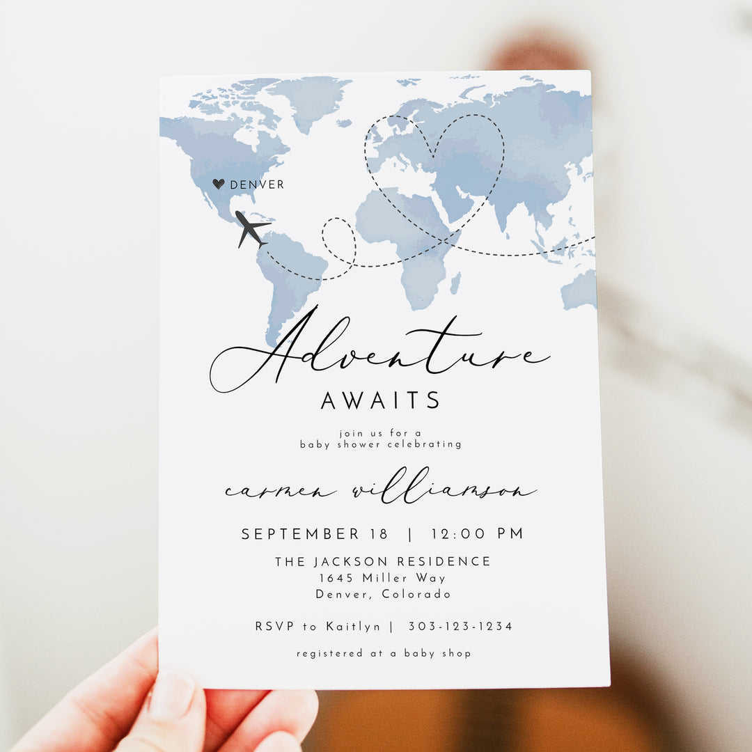 CARMEN Blue Adventure Awaits Baby Shower Invitation