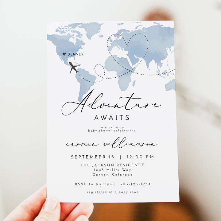 CARMEN Blue Adventure Awaits Baby Shower Invitation