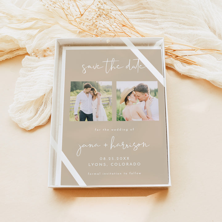 INDIE Modern Taupe Photo Save the Date Wedding Invitation