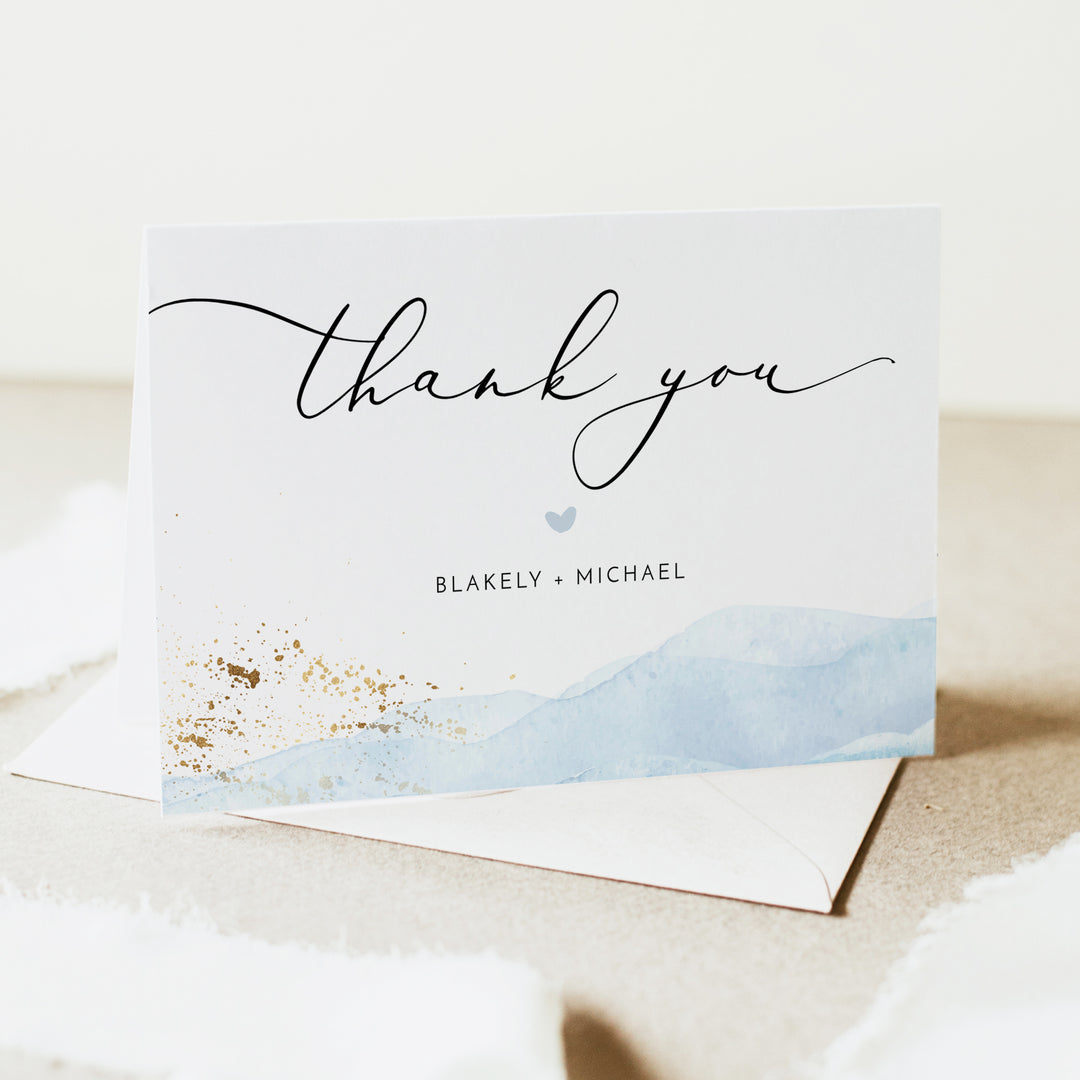 BLAKELY Modern Beach Wedding Thank You Card with Envelopes