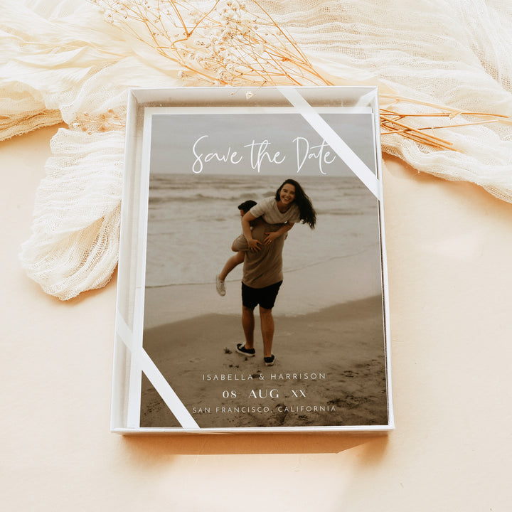 WILLOW Minimalist Editorial Wedding Photo Save the Date Card