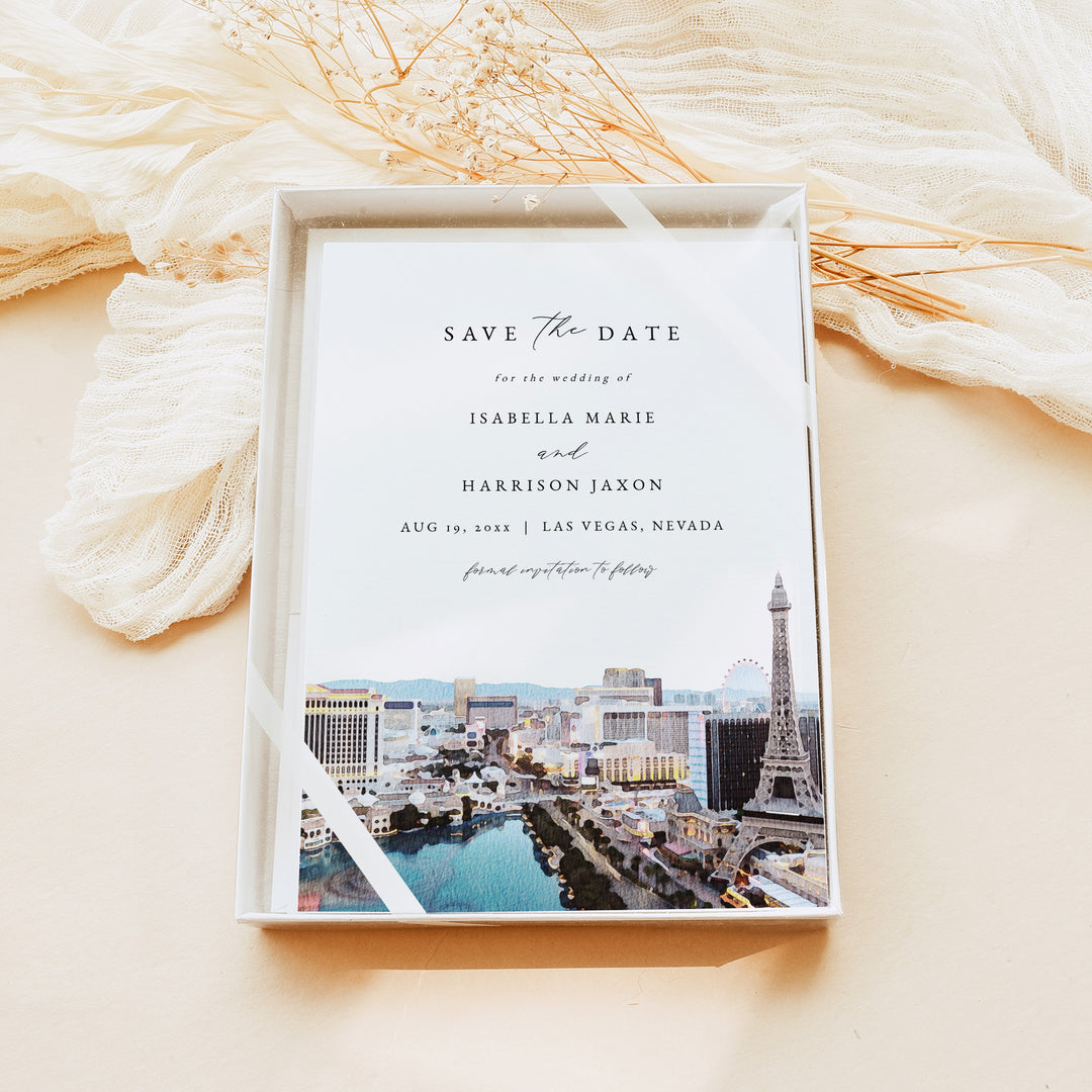 LAS VEGAS Strip Skyline Wedding Photo Save the Dates