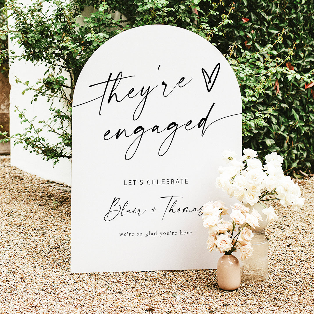 BLAIR They're Engaged Black and White Engagement Party Welcome Sign