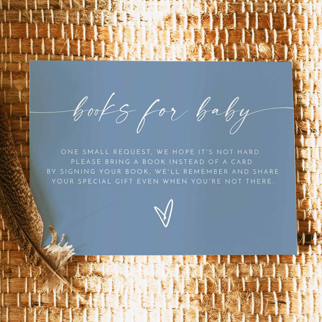 KENNEDY Slate Blue Boy Baby Shower Books for Baby Card